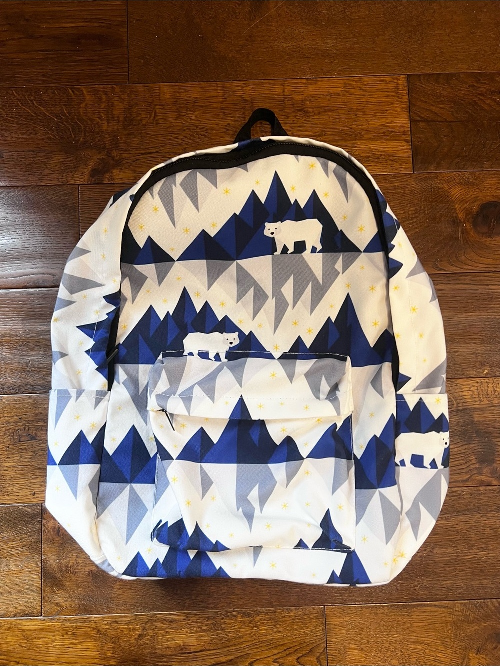 Kids Polar Bear Mountain Print Backpack - Blue White